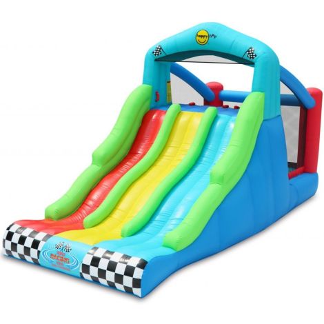 Spatiu de joaca gonflabil Race, cu trei tobogane, loc de sarit si de catarat Happy Hop 9774 - imagine 8